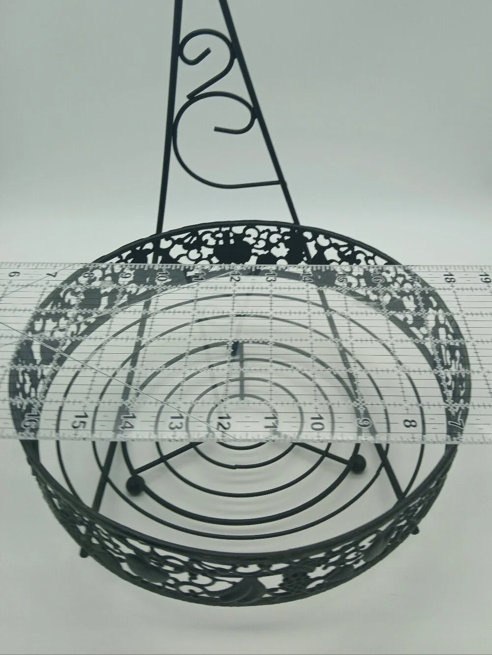 Ornate Fruit Basket with Banana Tree Hanger | Round Metal Fruit Storage Bowl